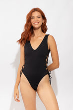 Load image into Gallery viewer, Model Front: Rio De Sol One-Piece Solar-Black Zoe