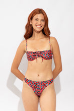 Load image into Gallery viewer, Model Front: Rio De Sol Top Top Coral-Feline Balconet-Tie
