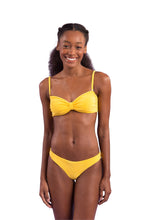 Load image into Gallery viewer, Model Front: Rio De Sol Set Set Malibu-Yellow Bandeau-Duo Essential
