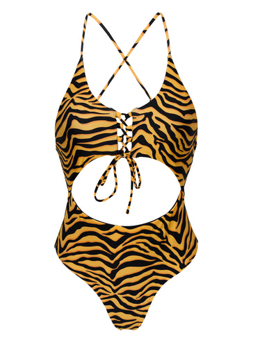 Product Front: Rio De Sol One-Piece Wild-Orange Ivy Strap
