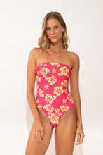 Load image into Gallery viewer, Model Front: Wednesday In Hawaii By Rio De Sol One-Piece Pua-Guava Aloha
